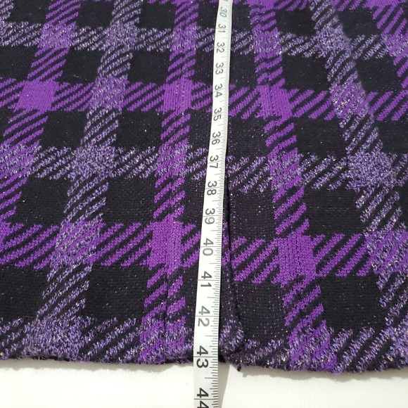 St. John for Neiman Marcus Plaid Purple Wool Knit Long Cardigan Coat Sz 10 VTG - Picture 7 of 8